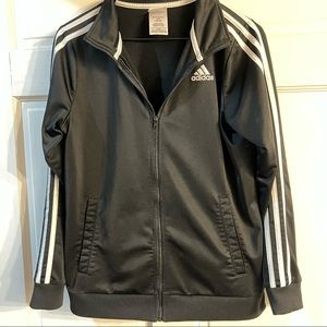 Youth Adidas Three Stripe Full Zip Up Jacket Black L (14/16)